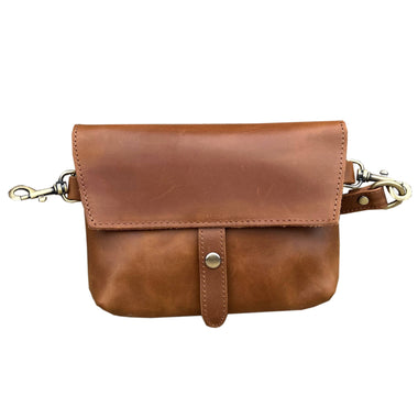 Genuine Leather Crossbody: Light Brown