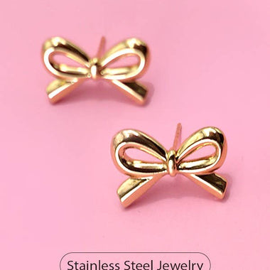 Bow Stud Earrings:  Gold