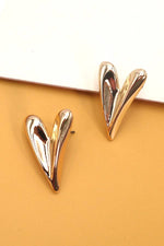 Modern Heart Stud Earrings:  Gold