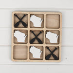 Wisconsin Tic Tac Toe Board: Wisconsin with Cross Paddles