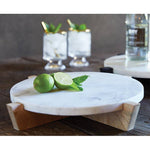 11" Marble Tray + Mango Wood Riser- Natural