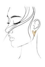 Modern Heart Stud Earrings:  Gold