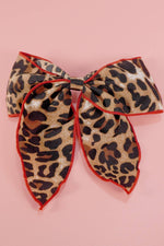 Leopard Print with Red Trim Bow Hair Clip