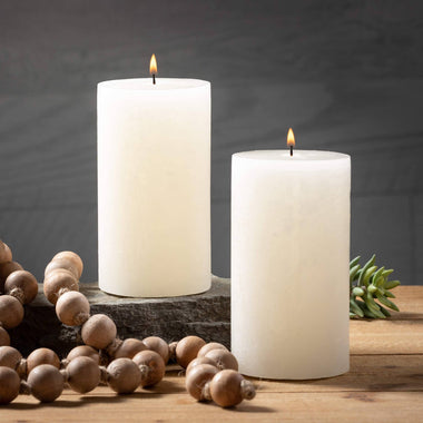 3.25x6 White Timber Pillar Candle