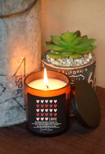 Row of Hearts Soy Wax Candle: Rugged Romance