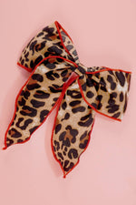 Leopard Print with Red Trim Bow Hair Clip