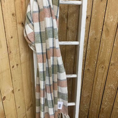 Orange & Olive Plaid Throw