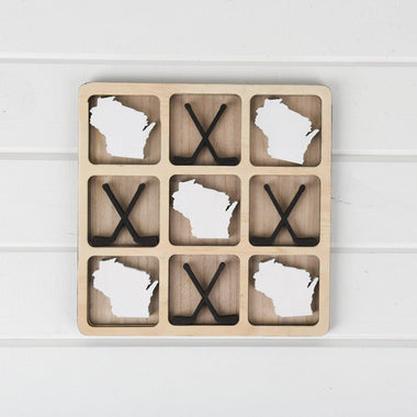 Wisconsin Tic Tac Toe Board: Wisconsin with Hockey Sticks