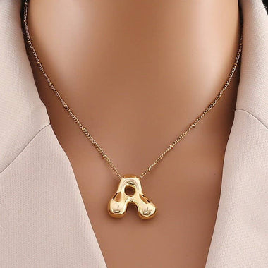 Bubble Balloon Initial Necklace - Gold