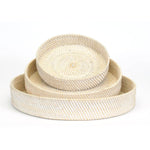 Round Rattan Whitewash Tray