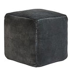 Grey Velvet Pouf