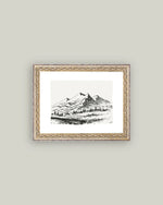 Pencil Sketch Mountains Art in Frame