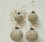 Embossed Recycled Glass Ball Ornaments, Frosted Copper Finish, 2 Styles