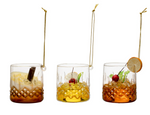 Glass Cocktail in Low Ball Glass Ornament, 3 Styles