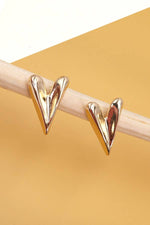 Modern Heart Stud Earrings:  Gold