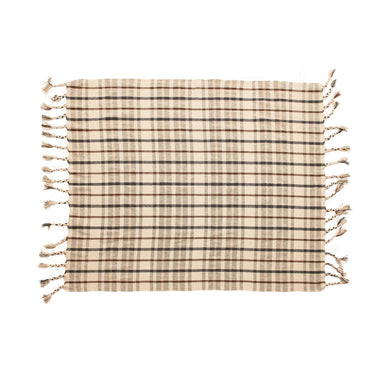 Plaid Throw with Tassels