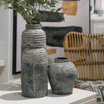 Weathered Grey Ceramic Vase: Large