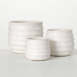 Matte Ivory Ribbed Pot