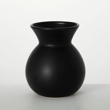 Matte Black Hourglass Vase