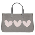 Grey Canvas Tote - Hearts