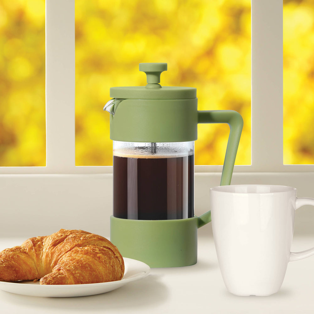 3 Cup French Press Coffee Maker Green Linen Clove