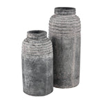 Weathered Grey Ceramic Vase: Large