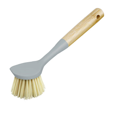 Bamboo Dish Brush w/Scraper: Gray