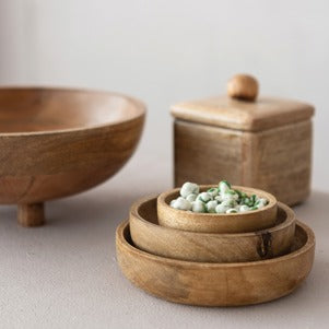 Set of 3 Mango Wood Bowls