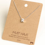 Initial R Pendant Necklace - Silver