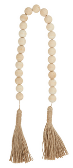 Natural Wood Beads with Jute Tassel