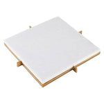 White Marble Tray W/Metal Stand